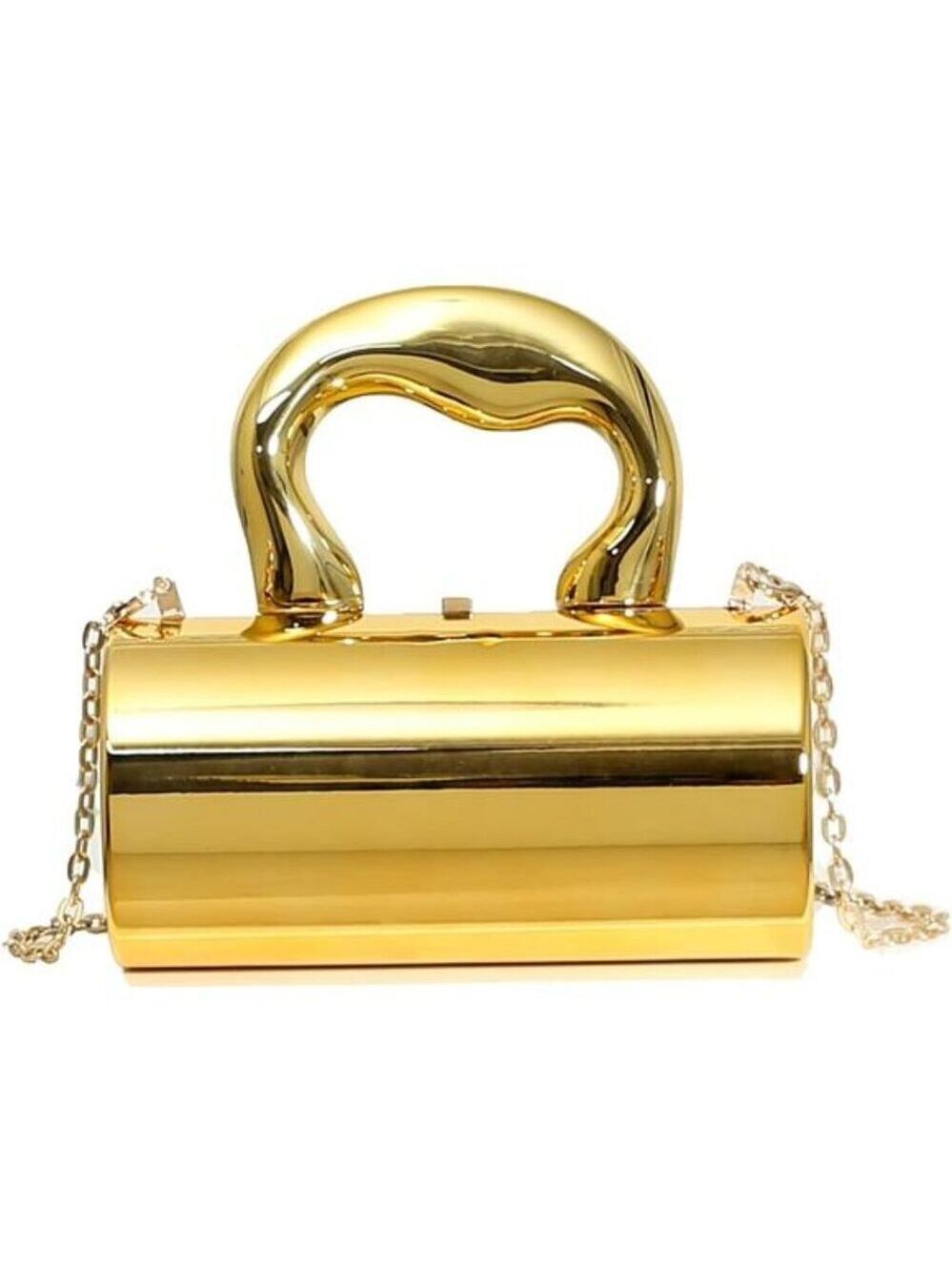 Gold Acrylic Clutch Purse Crossbody Evening Bag Cylinder Shoulder Handbag Women